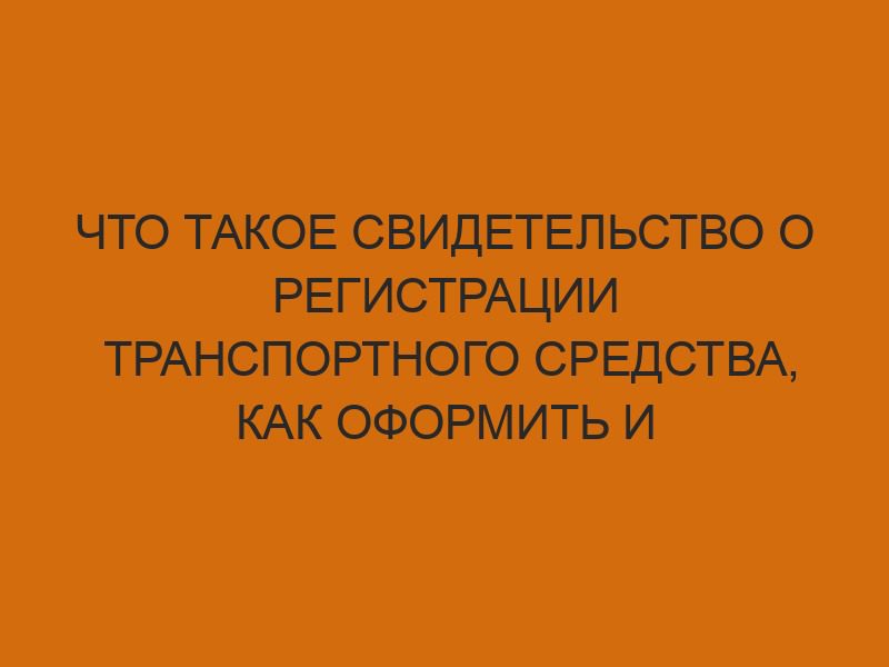 chto takoe svidetelstvo o registratsii transportnogo sredstva kak oformit i zamenit dokument 254