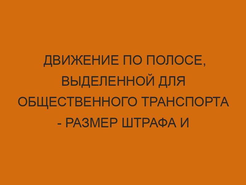 Движение по полосе, выделенной для общественного транспорта - размер штрафа и исключения 1 dvizhenie po polose vydelennoy dlya obschestvennogo transporta razmer shtrafa i isklyucheniya 924